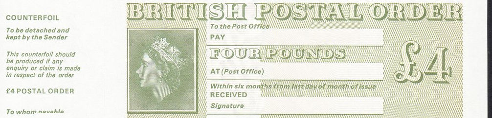 Postal order cheque